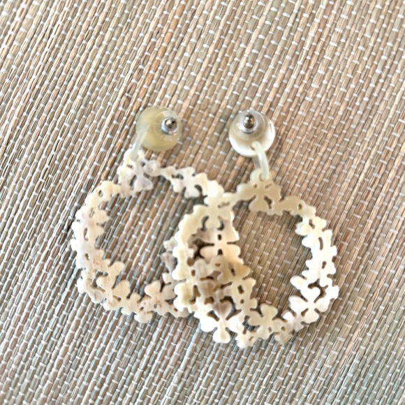 Carved Flower Horn Statement Earrings - Picture 4 of 6